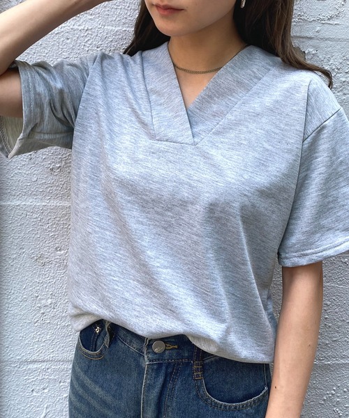 NANEA(ナネア)の「バックレースアップ Vネックカットソー(Tシャツ/カットソー・レディース・ブラック/グレー・LARGE/X-LARGE/XX-LARGE)」の13枚目の写真