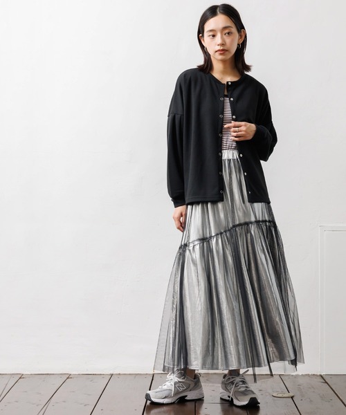 【セール】メタリックチュールギャザースカート（スカート）｜mili an deni（ミリアンデニ）
