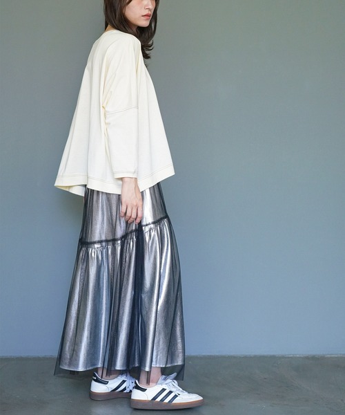 【セール】メタリックチュールギャザースカート（スカート）｜mili an deni（ミリアンデニ）