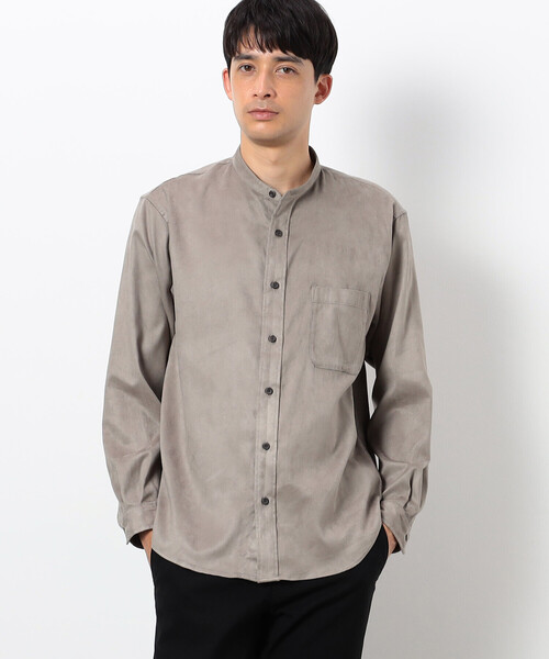 COMME　CA COMMUNE（コムサコミューン）の「フェイクスエード バンドカラーシャツ（シャツ/ブラウス・メンズ・ブラック/ライトグレー/ミント/ネイビー/アイボリー・LARGE/MEDIUM）」の3枚目の写真