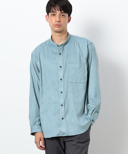 COMME　CA COMMUNE（コムサコミューン）の「フェイクスエード バンドカラーシャツ（シャツ/ブラウス・メンズ・ブラック/ライトグレー/ミント/ネイビー/アイボリー・LARGE/MEDIUM）」の4枚目の写真
