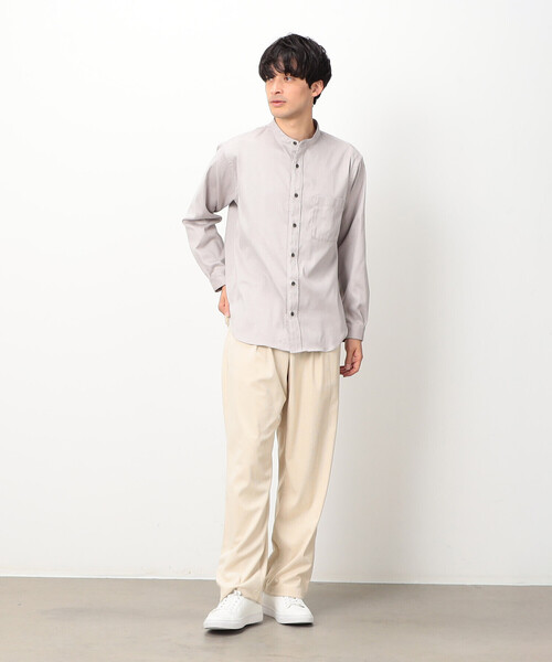 COMME　CA COMMUNE（コムサコミューン）の「フェイクスエード バンドカラーシャツ（シャツ/ブラウス・メンズ・ブラック/ライトグレー/ミント/ネイビー/アイボリー・LARGE/MEDIUM）」の6枚目の写真