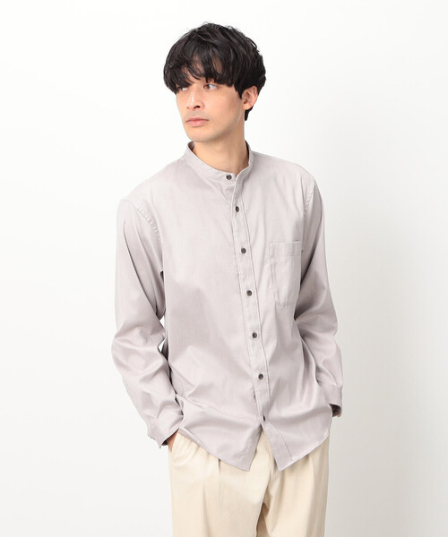 COMME　CA COMMUNE（コムサコミューン）の「フェイクスエード バンドカラーシャツ（シャツ/ブラウス・メンズ・ブラック/ライトグレー/ミント/ネイビー/アイボリー・LARGE/MEDIUM）」の7枚目の写真