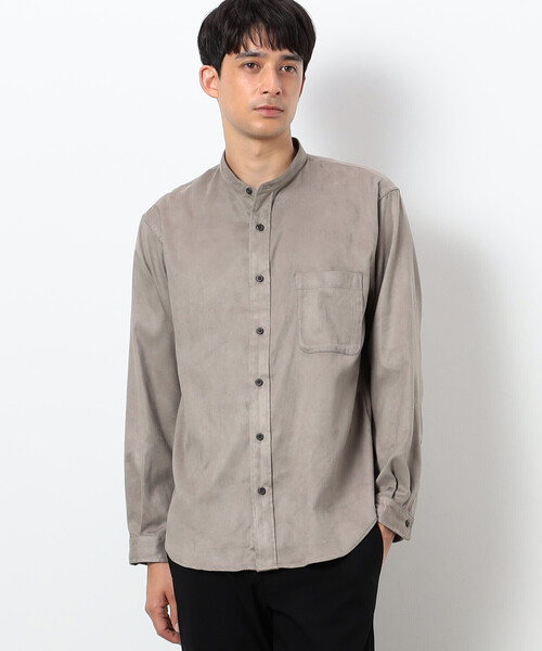 COMME　CA COMMUNE（コムサコミューン）の「フェイクスエード バンドカラーシャツ（シャツ/ブラウス・メンズ・ブラック/ライトグレー/ミント/ネイビー/アイボリー・LARGE/MEDIUM）」の9枚目の写真