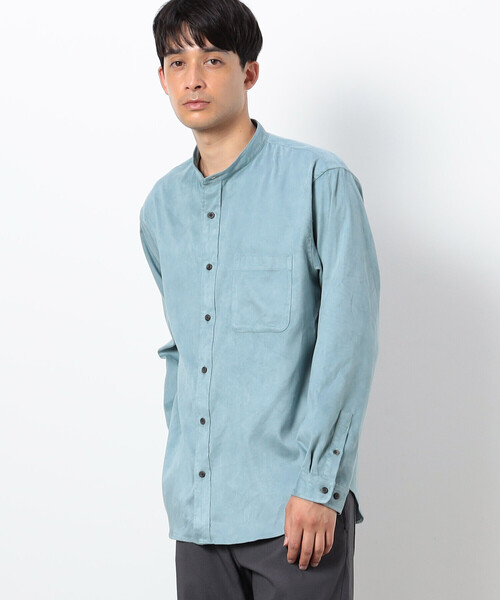 COMME　CA COMMUNE（コムサコミューン）の「フェイクスエード バンドカラーシャツ（シャツ/ブラウス・メンズ・ブラック/ライトグレー/ミント/ネイビー/アイボリー・LARGE/MEDIUM）」の15枚目の写真