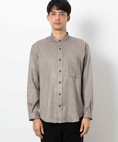 COMME　CA COMMUNE（コムサコミューン）の「フェイクスエード バンドカラーシャツ（シャツ/ブラウス・メンズ・ブラック/ライトグレー/ミント/ネイビー/アイボリー・LARGE/MEDIUM）」の16枚目の写真