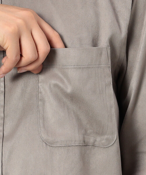 COMME　CA COMMUNE（コムサコミューン）の「フェイクスエード バンドカラーシャツ（シャツ/ブラウス・メンズ・ブラック/ライトグレー/ミント/ネイビー/アイボリー・LARGE/MEDIUM）」の20枚目の写真