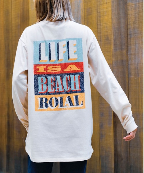 roial(ロイアル)の「DESIGN TEE/ROIAL(ロイアル)リラックスサイジングボックスロゴライクバックプリント長袖ロンT(Tシャツ/カットソー・メンズ・ホワイト/ブラック/ベージュ・MEDIUM/LARGE/X-LARGE)」の3枚目の写真