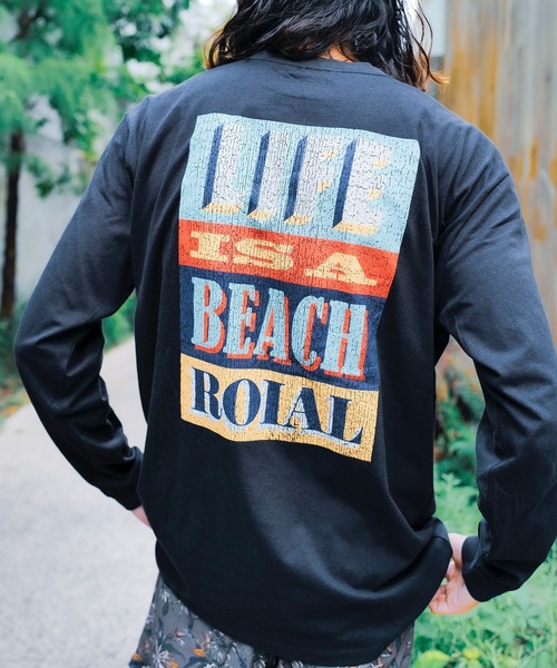 DESIGN TEE/ROIAL(ロイアル)リラックスサイジングボックスロゴライクバックプリントロングカットソー（Tシャツ/カットソー）｜roial（ロイアル） 6,600円
