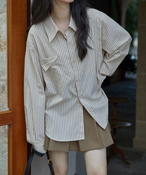 HALEY PESCA(ヘーリーペスカ)の「HALEY PESCA/デザインポケット ルーズストライプシャツ(シャツ/ブラウス・レディース・ブルー/アイボリー・MEDIUM/LARGE/SMALL)」の17枚目の写真