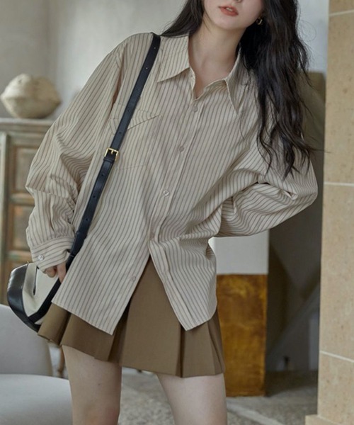 HALEY PESCA(ヘーリーペスカ)の「HALEY PESCA/デザインポケット ルーズストライプシャツ(シャツ/ブラウス・レディース・ブルー/アイボリー・MEDIUM/LARGE/SMALL)」の18枚目の写真