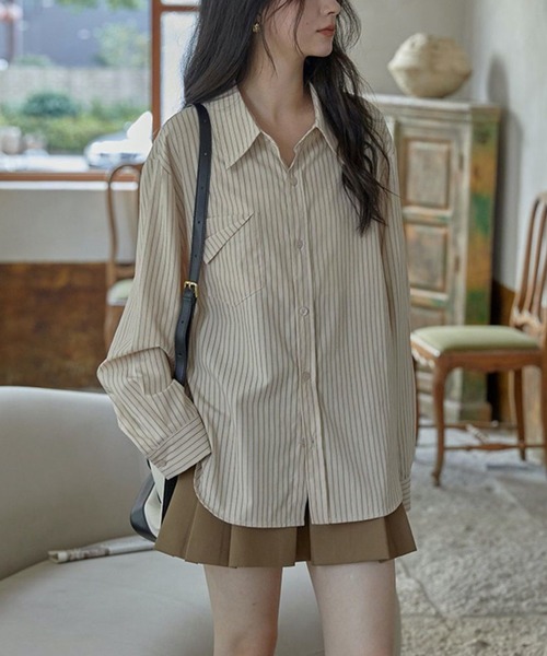 HALEY PESCA(ヘーリーペスカ)の「HALEY PESCA/デザインポケット ルーズストライプシャツ(シャツ/ブラウス・レディース・ブルー/アイボリー・MEDIUM/LARGE/SMALL)」の19枚目の写真