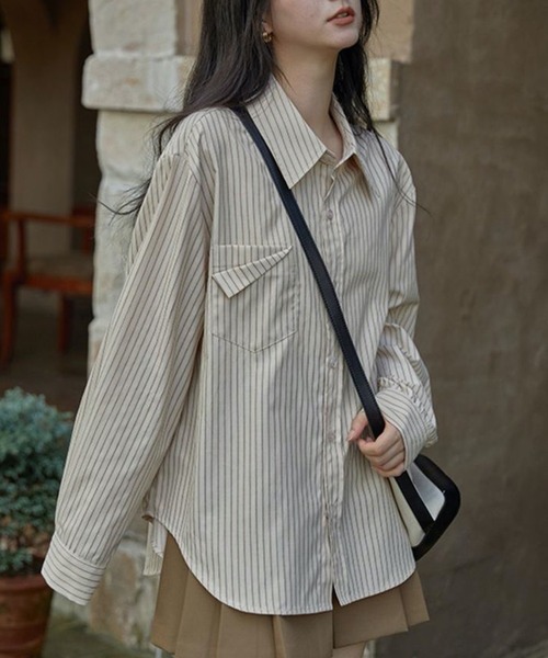 HALEY PESCA(ヘーリーペスカ)の「HALEY PESCA/デザインポケット ルーズストライプシャツ(シャツ/ブラウス・レディース・ブルー/アイボリー・MEDIUM/LARGE/SMALL)」の20枚目の写真