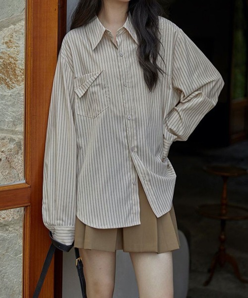 HALEY PESCA(ヘーリーペスカ)の「HALEY PESCA/デザインポケット ルーズストライプシャツ(シャツ/ブラウス・レディース・ブルー/アイボリー・MEDIUM/LARGE/SMALL)」の21枚目の写真