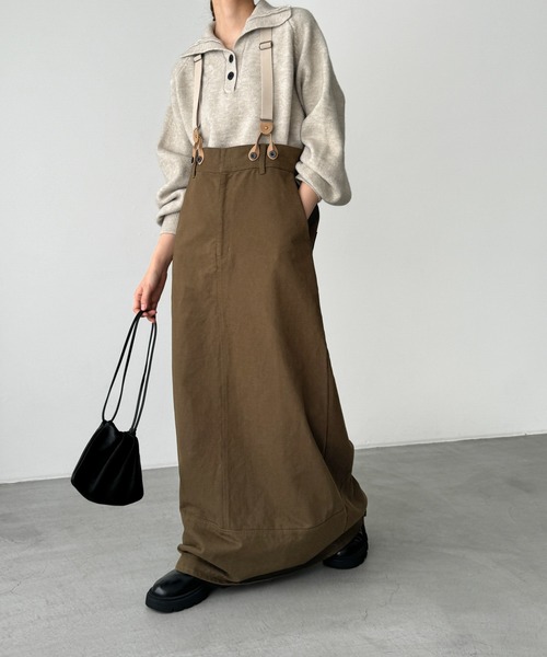 CANAL JEAN（キャナルジーン）の「RED CHOP WORKS　コットンツイルサスペンダースカート（スカート・レディース・ブラウン/ブラック・ONE SIZE）」の3枚目の写真