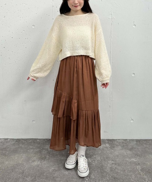 archives（アルシーヴ）の「バックレースアップスパンコール透かしニット（ニット/セーター・レディース・ブラック/アイボリー/ブルーグレー/ピンクベージュ・MEDIUM）」の8枚目の写真