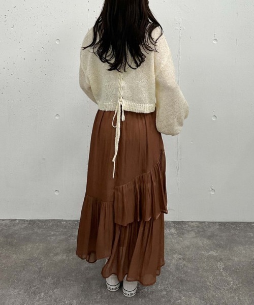 archives（アルシーヴ）の「バックレースアップスパンコール透かしニット（ニット/セーター・レディース・ブラック/アイボリー/ブルーグレー/ピンクベージュ・MEDIUM）」の10枚目の写真