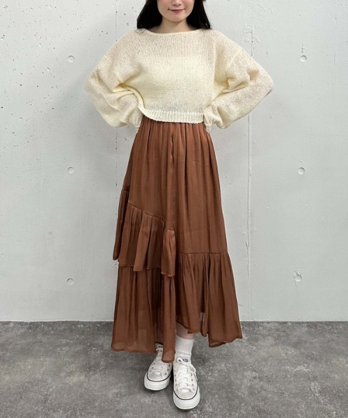 archives（アルシーヴ）の「バックレースアップスパンコール透かしニット（ニット/セーター・レディース・ブラック/アイボリー/ブルーグレー/ピンクベージュ・MEDIUM）」の11枚目の写真