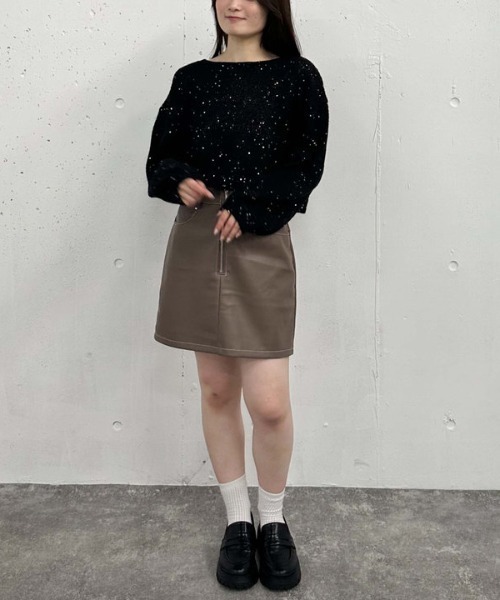 archives（アルシーヴ）の「バックレースアップスパンコール透かしニット（ニット/セーター・レディース・ブラック/アイボリー/ブルーグレー/ピンクベージュ・MEDIUM）」の17枚目の写真