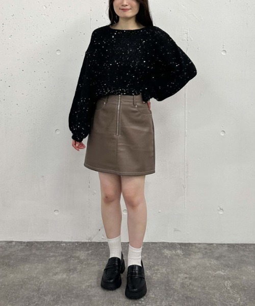 archives（アルシーヴ）の「バックレースアップスパンコール透かしニット（ニット/セーター・レディース・ブラック/アイボリー/ブルーグレー/ピンクベージュ・MEDIUM）」の18枚目の写真