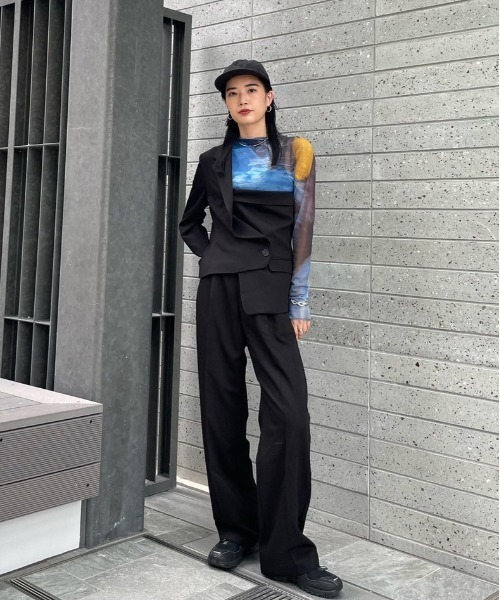 Ameri（アメリ）の「DEFORMATION JACKET SET PANTS（スラックス
