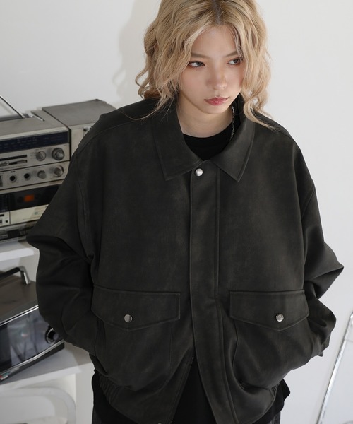 セール】Buyer's Select/ ヴィンテージ加工 PU合皮 A-2ショート
