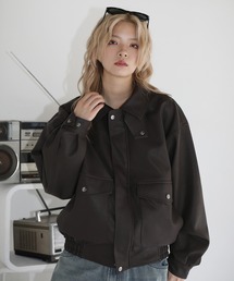 Buyer's Select/ ヴィンテージ加工 PU合皮  A-2ショートブルゾン