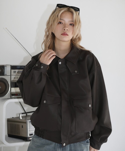 セール】Buyer's Select/ ヴィンテージ加工 PU合皮 A-2ショート