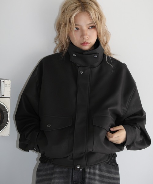 MSG(エムエスジー)の「Buyer's Select/ ヴィンテージ加工 PU合皮 A-2ショートブルゾン(ブルゾン・メンズ・ブラック/ブラック系/ブラウン・L/M/S/XL)」の11枚目の写真