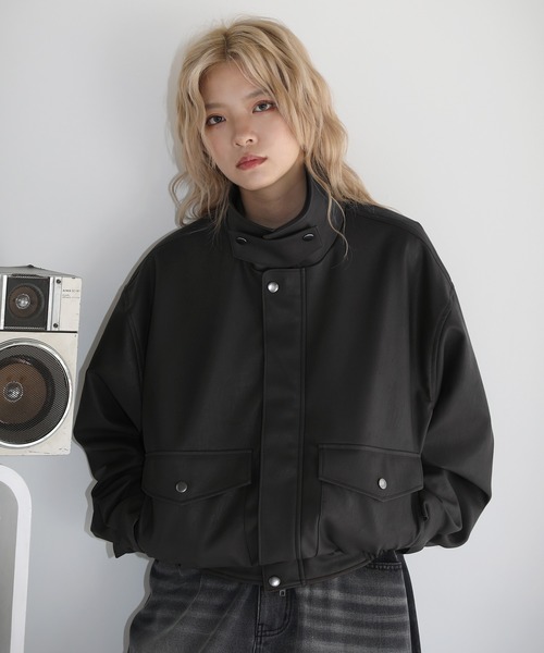 MSG(エムエスジー)の「Buyer's Select/ ヴィンテージ加工 PU合皮 A-2ショートブルゾン(ブルゾン・メンズ・ブラック/ブラック系/ブラウン・L/M/S/XL)」の12枚目の写真