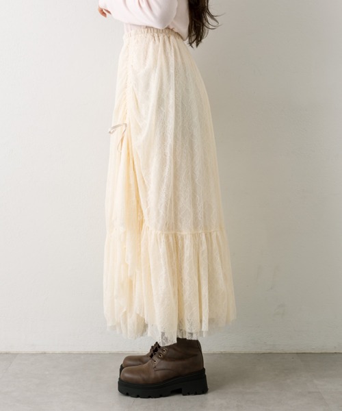 OLIVE des OLIVE（オリーブデオリーブ）の「ドロストチュールティアードスカート（スカート・レディース・オフホワイト/アイボリー/モカ・FREE）」の19枚目の写真