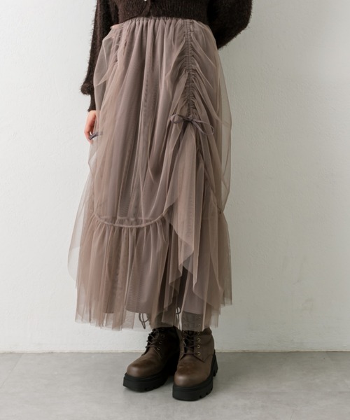 OLIVE des OLIVE（オリーブデオリーブ）の「ドロストチュールティアードスカート（スカート・レディース・オフホワイト/アイボリー/モカ・FREE）」の15枚目の写真