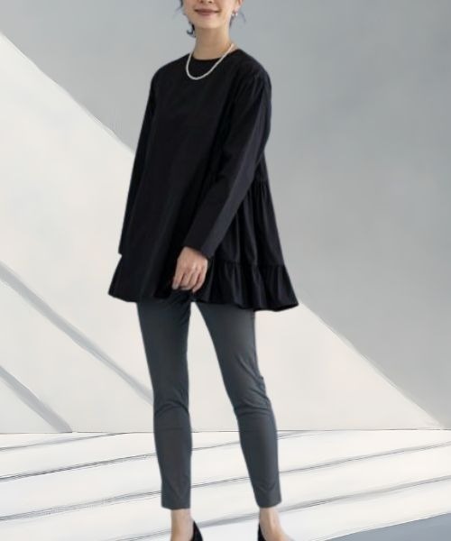 Sono（ソーノ）の「【定番人気ブラウス】ご自宅でお洗濯可能/日本製【SONO/ソーノ】サイドティアードブラウス（シャツ/ブラウス・レディース・ブラック/ネイビー/ホワイト/ピンク・FREE）」の21枚目の写真