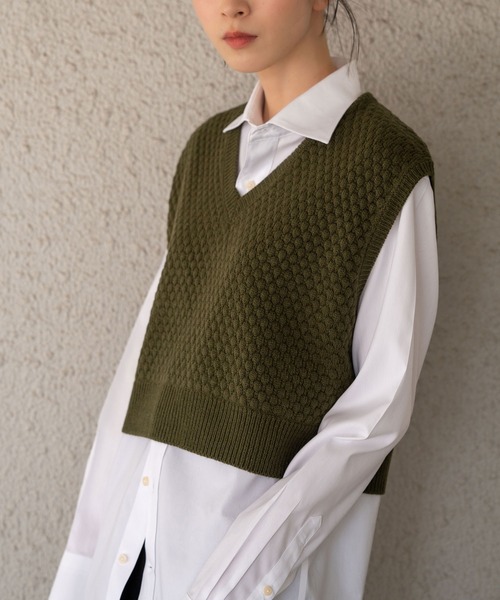 Nora Lily(ノラリリー)の「【Nora Lily】Warm Short Knit Vest(UNISEX)(ニット/セーター・メンズ・ブラック/カーキ/モカ・FREE)」の3枚目の写真