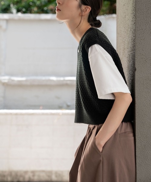 Nora Lily(ノラリリー)の「【Nora Lily】Warm Short Knit Vest(UNISEX)(ニット/セーター・メンズ・ブラック/カーキ/モカ・FREE)」の22枚目の写真