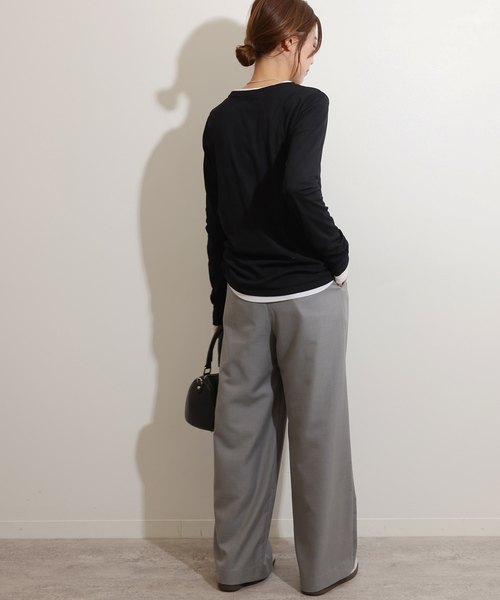 JOURNAL STANDARD relume(ジャーナルスタンダード レリューム)の「《追加3》ソフトテレコクルーネックロングTEE(Tシャツ/カットソー・レディース・ブラック/アイボリー/オリーブ/グレー/ホワイト・FREE)」の7枚目の写真