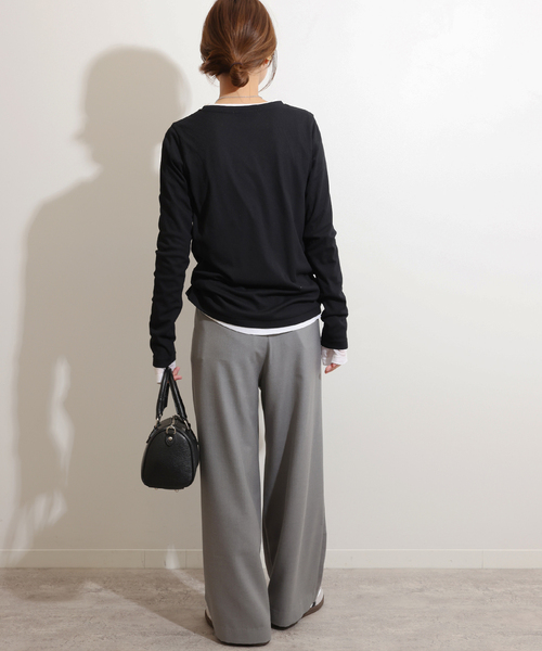 JOURNAL STANDARD relume(ジャーナルスタンダード レリューム)の「《追加3》ソフトテレコクルーネックロングTEE(Tシャツ/カットソー・レディース・ブラック/アイボリー/オリーブ/グレー/ホワイト・FREE)」の8枚目の写真