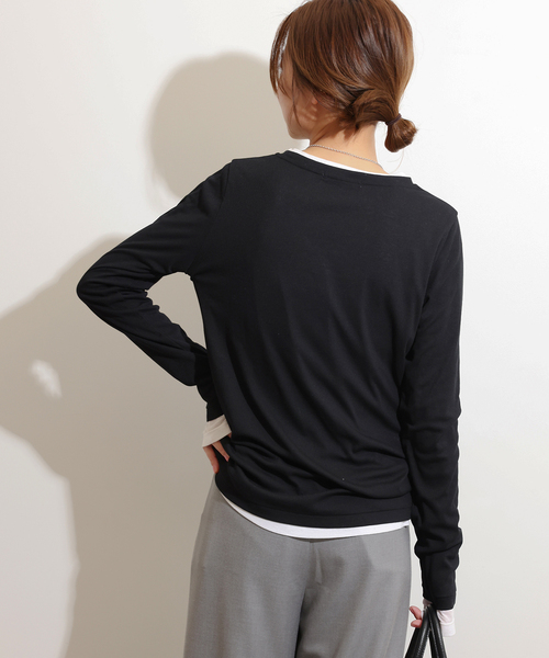 JOURNAL STANDARD relume(ジャーナルスタンダード レリューム)の「《追加3》ソフトテレコクルーネックロングTEE(Tシャツ/カットソー・レディース・ブラック/アイボリー/オリーブ/グレー/ホワイト・FREE)」の13枚目の写真