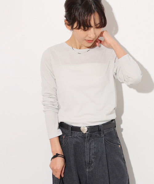 JOURNAL STANDARD relume(ジャーナルスタンダード レリューム)の「《追加3》ソフトテレコクルーネックロングTEE(Tシャツ/カットソー・レディース・ブラック/アイボリー/オリーブ/グレー/ホワイト・FREE)」の17枚目の写真