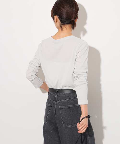 JOURNAL STANDARD relume(ジャーナルスタンダード レリューム)の「《追加3》ソフトテレコクルーネックロングTEE(Tシャツ/カットソー・レディース・ブラック/アイボリー/オリーブ/グレー/ホワイト・FREE)」の21枚目の写真