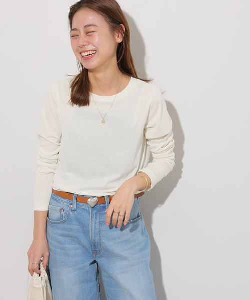 tシャツ 「追加」ソフトテレコクルーネックロングTEE レディース 追加》ソフトテレコクルーネックロングTEE（Tシャツ／カットソー