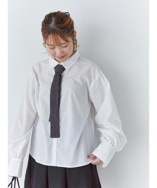 ehka sopo(エヘカソポ)の「ネクタイ付シャツ(シャツ/ブラウス・レディース・オフホワイト/キナリ/ブラック・F)」の1枚目の写真
