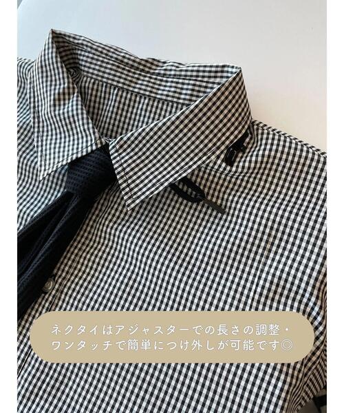 ehka sopo(エヘカソポ)の「ネクタイ付シャツ(シャツ/ブラウス・レディース・オフホワイト/キナリ/ブラック・F)」の5枚目の写真