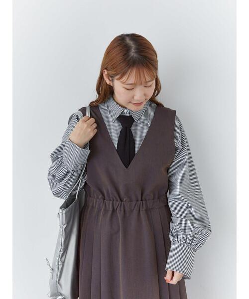 ehka sopo(エヘカソポ)の「ネクタイ付シャツ(シャツ/ブラウス・レディース・オフホワイト/キナリ/ブラック・F)」の8枚目の写真