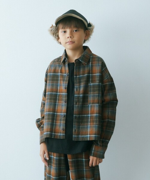 green label relaxing（グリーンレーベルリラクシング）の「TJ オンブレチェック ネルシャツ / キッズ  140cm-160cm（シャツ/ブラウス・キッズ・ワインレッド/オレンジ系その他・150cm/160cm/140cm）」の2枚目の写真