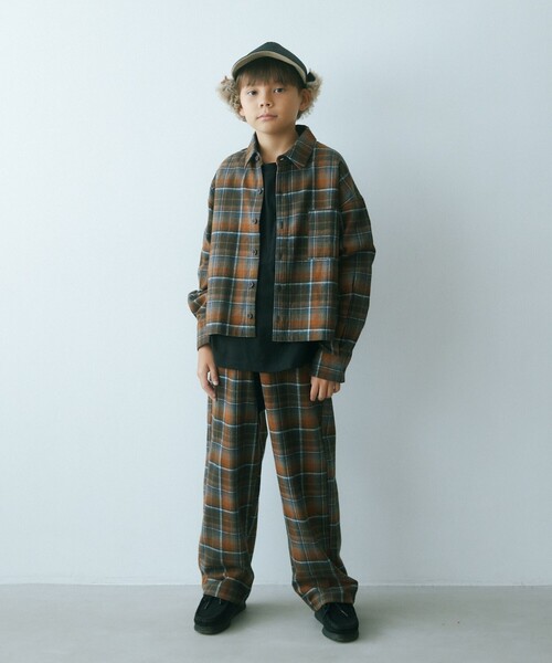 green label relaxing（グリーンレーベルリラクシング）の「TJ オンブレチェック ネルシャツ / キッズ  140cm-160cm（シャツ/ブラウス・キッズ・ワインレッド/オレンジ系その他・150cm/160cm/140cm）」の3枚目の写真