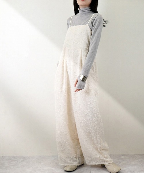 花柄シアージャガードキャミオールインワン（サロペット