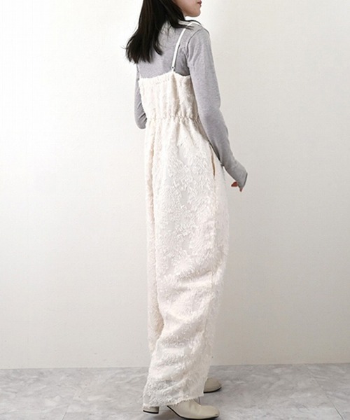 花柄シアージャガードキャミオールインワン（サロペット