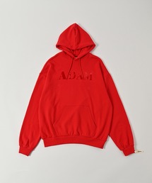 【ADAMPATEK/アダムパテック】doubleside logo hoodie / 両面ロゴクラッシュフロッキープルパーカー