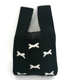 Mignonjour（ミニョンジュール）の「FReePLACe/くま リボン柄ニットバッグ 12302（ハンドバッグ）」